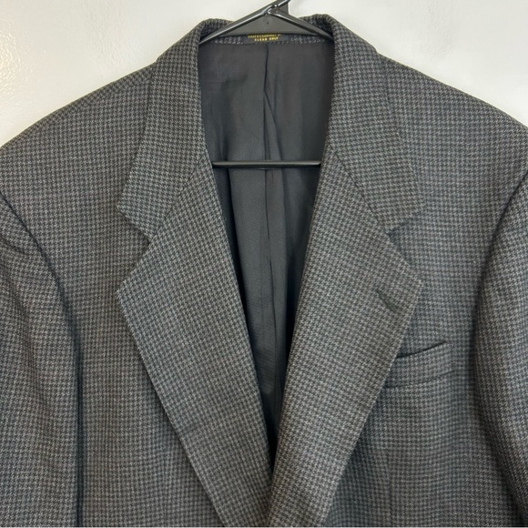 Oscar De La Renta Grey Houndstooth 100% Wool Blazer Size 42 Regular - Picture 3 of 11